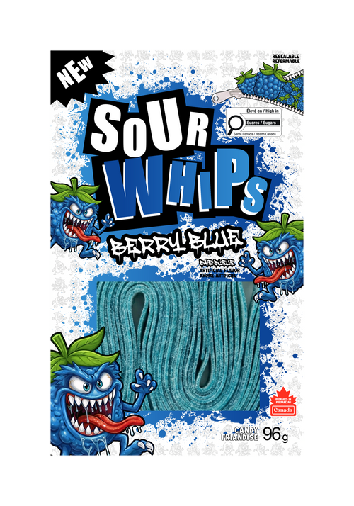 SOUR WHIPS Berry Blue Candy Bag 96g