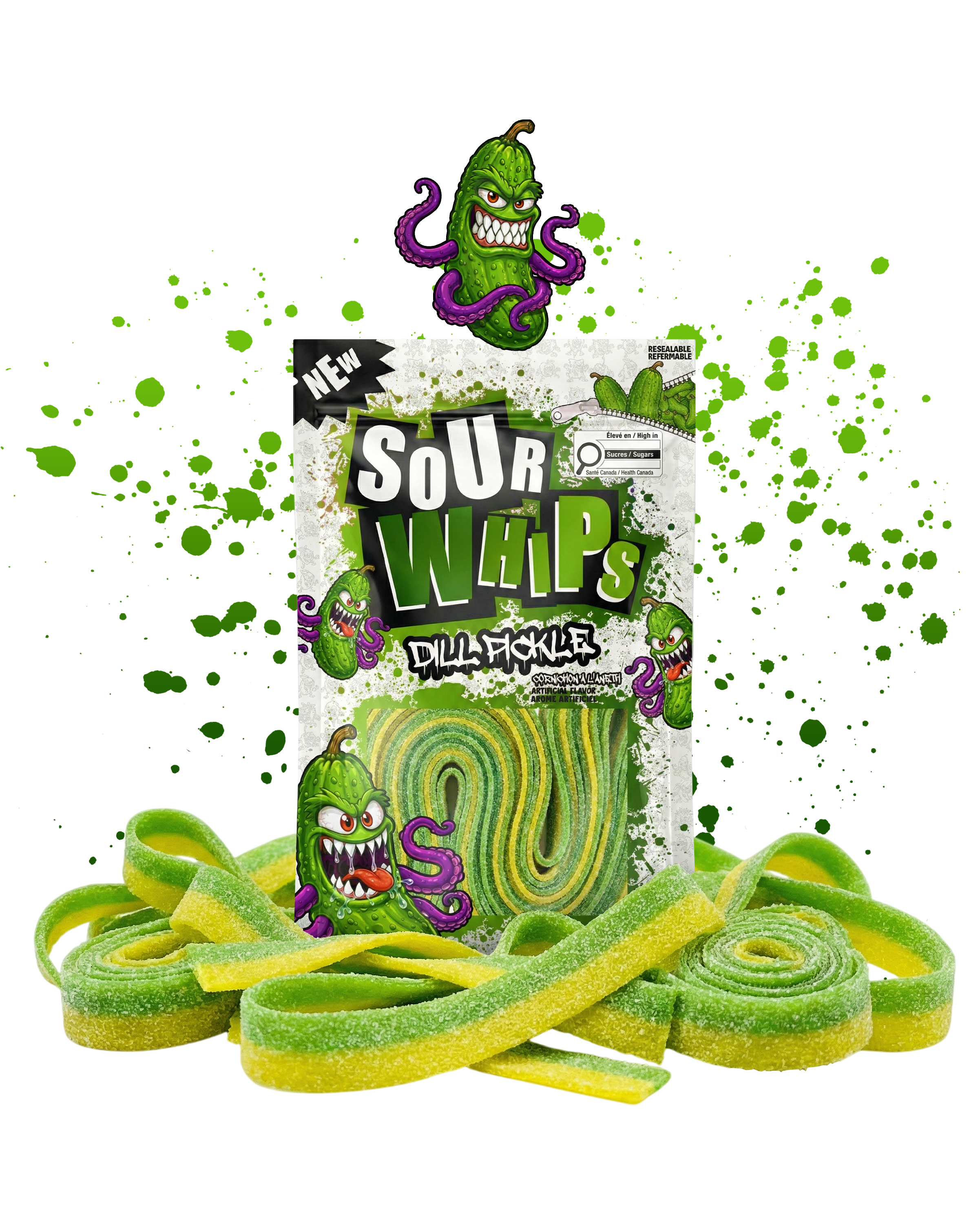 SOUR WHIPS Dill Pickle Candy Bag 96g