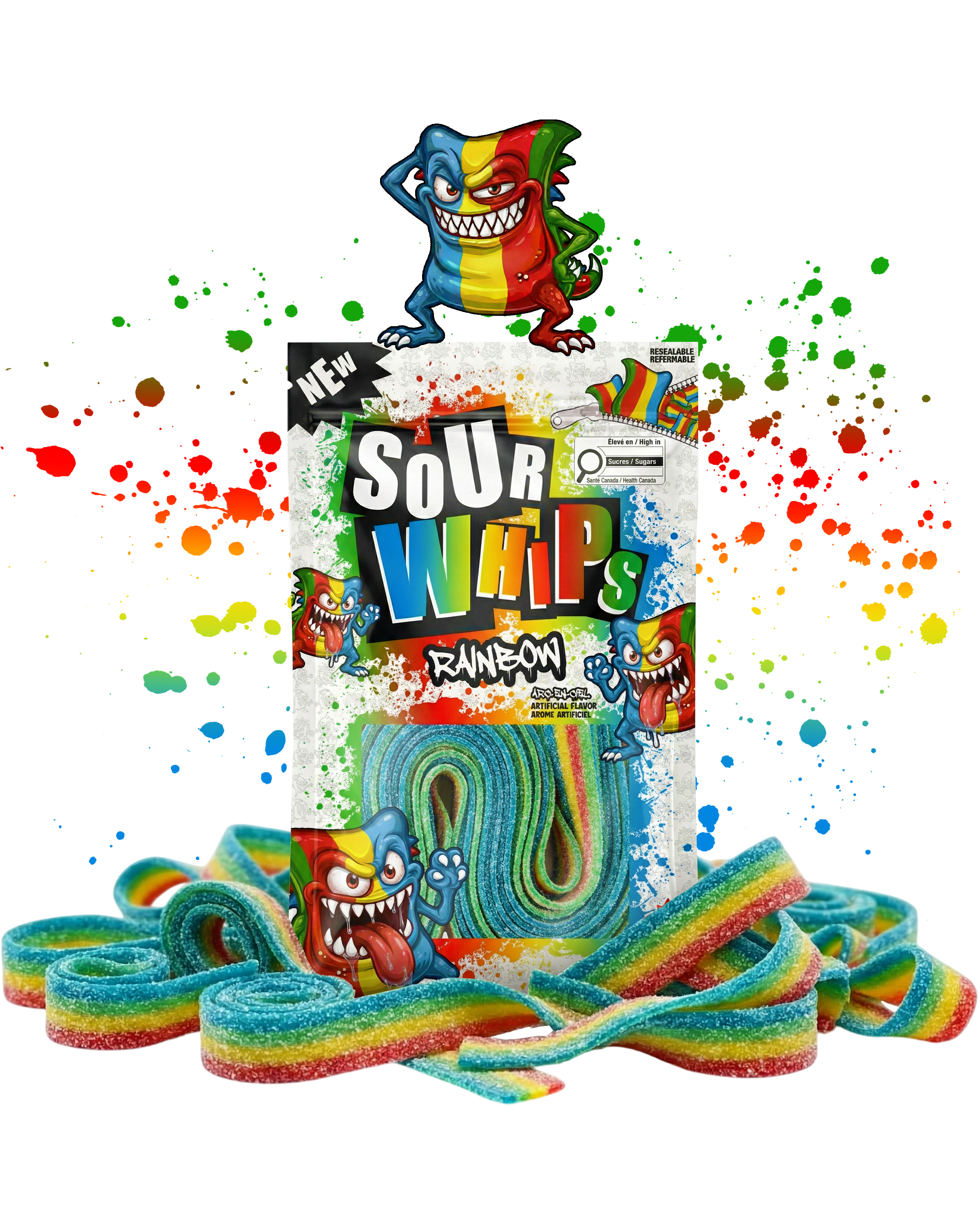 SOUR WHIPS Rainbow Candy Bag 96g