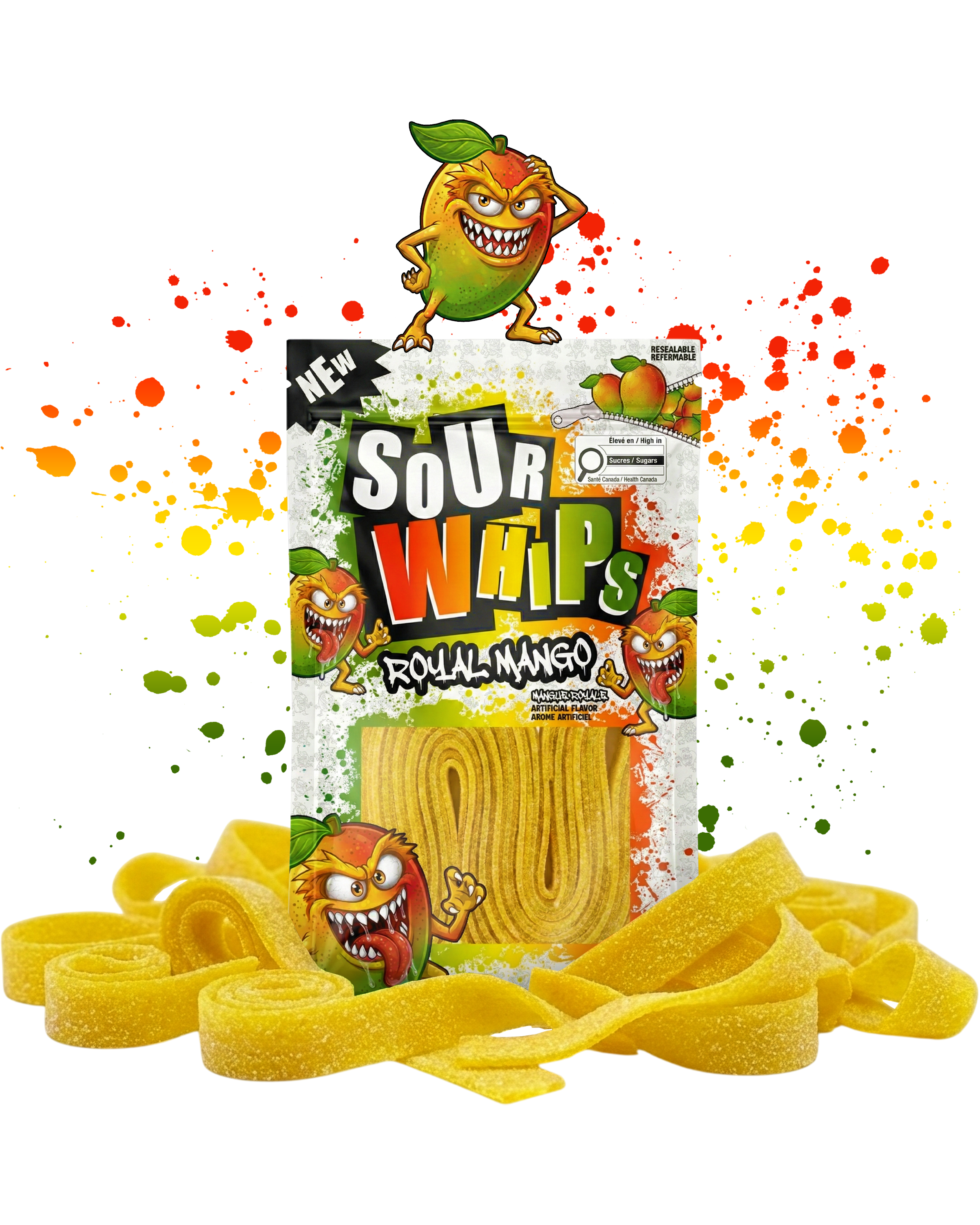 SOUR WHIPS Royal Mango Candy Bag 96g