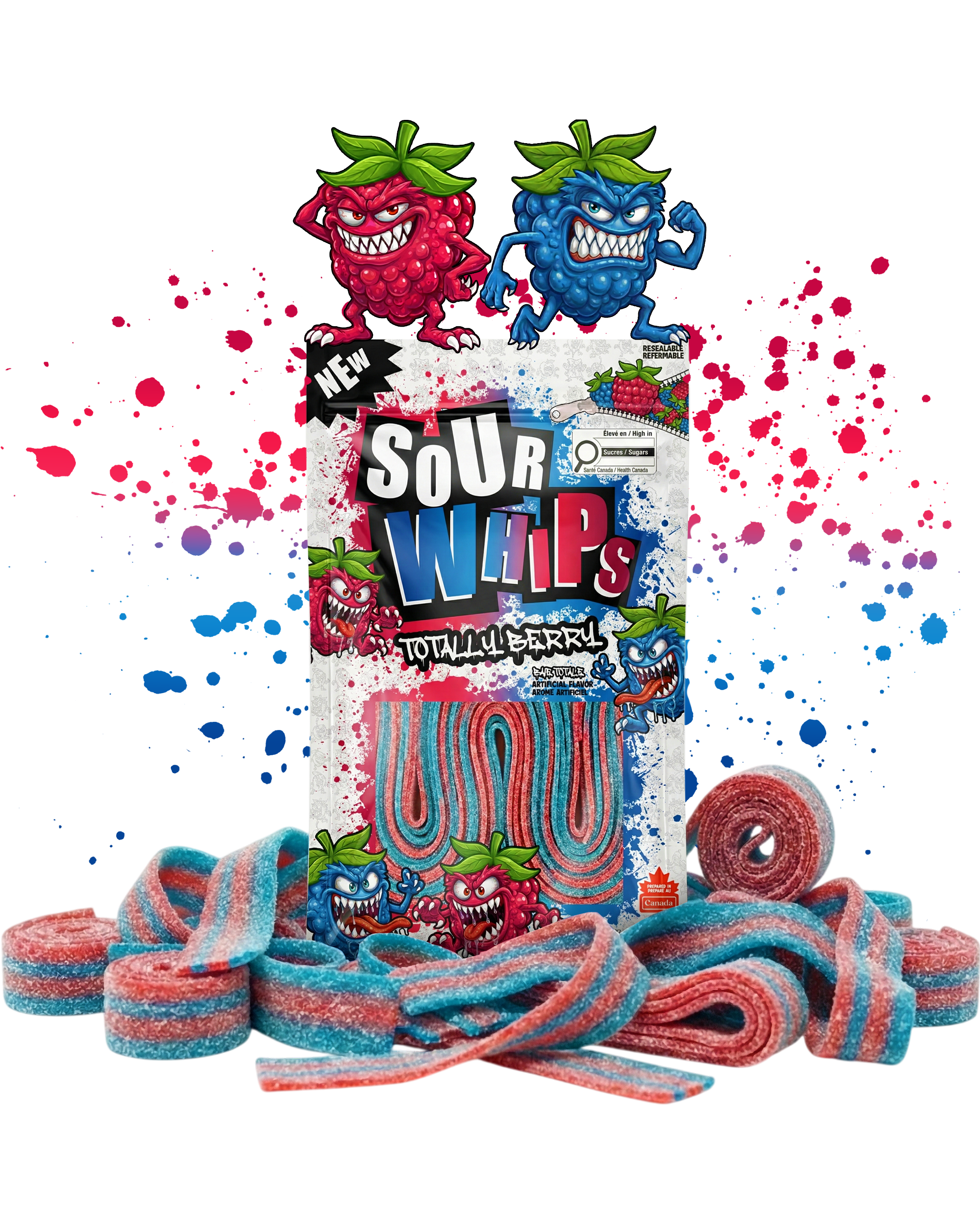 SOUR WHIPS Totally Berry Candy Bag 96g