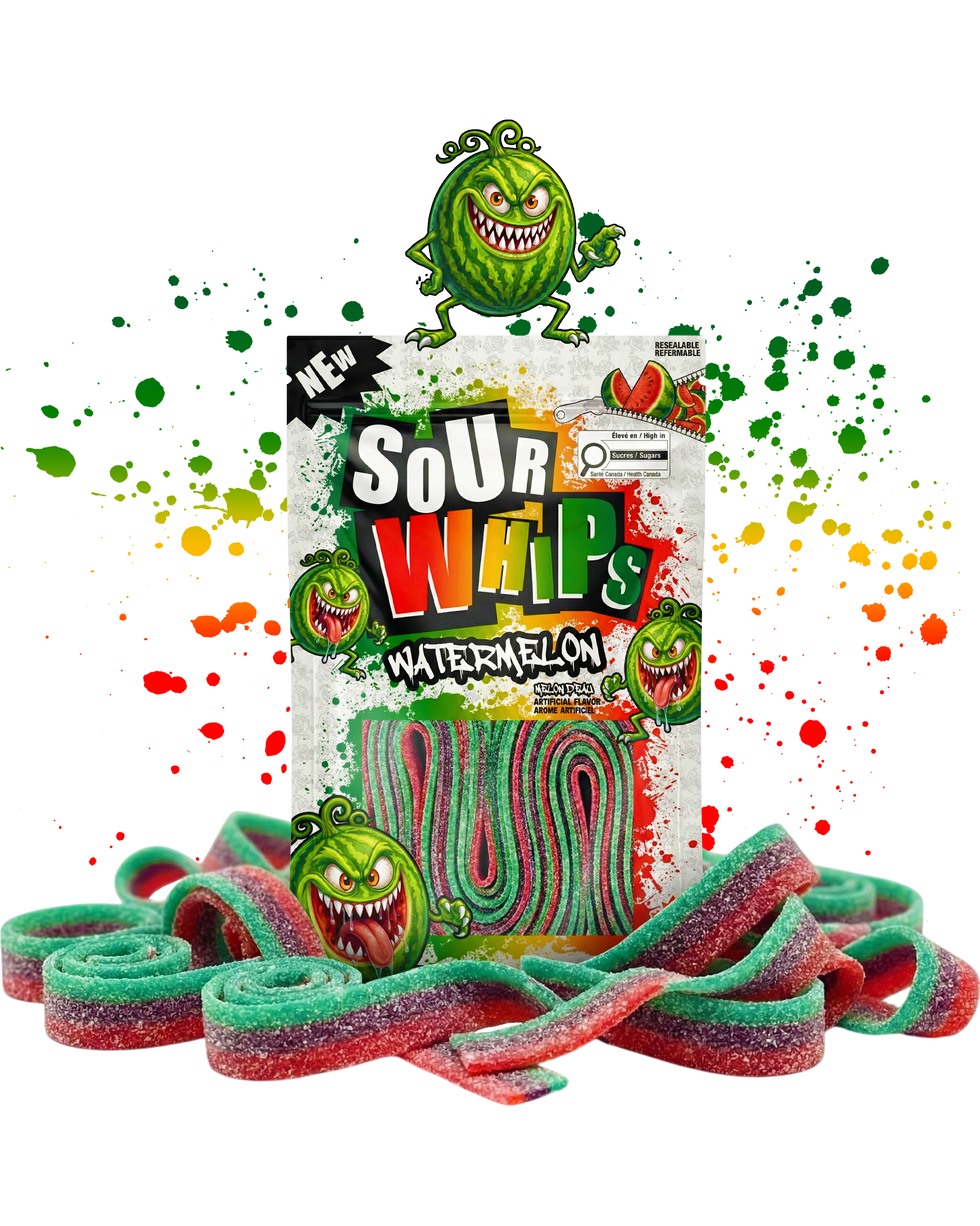 SOUR WHIPS Watermelon Candy Bag 96g